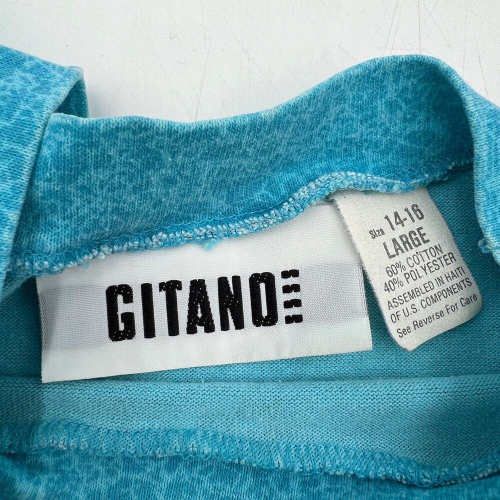 Vintage 90s Gitano Crop Graphic Tee Blue Sports Science - Picture 3 of 9